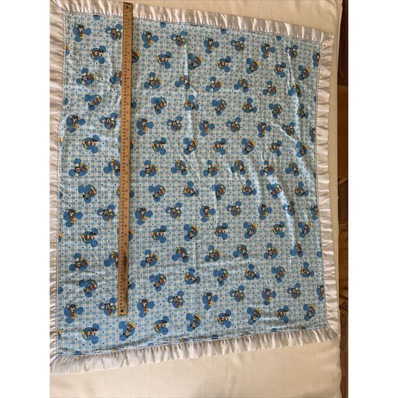 Vintage Disney Babies Mickey Minnie Baby Fleece Blanket Satin Trim - Picture 3 of 6